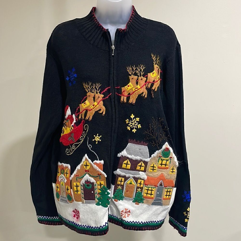 NWOT Arriviste Christmas Sweater Cardigan. Size L large 12/14